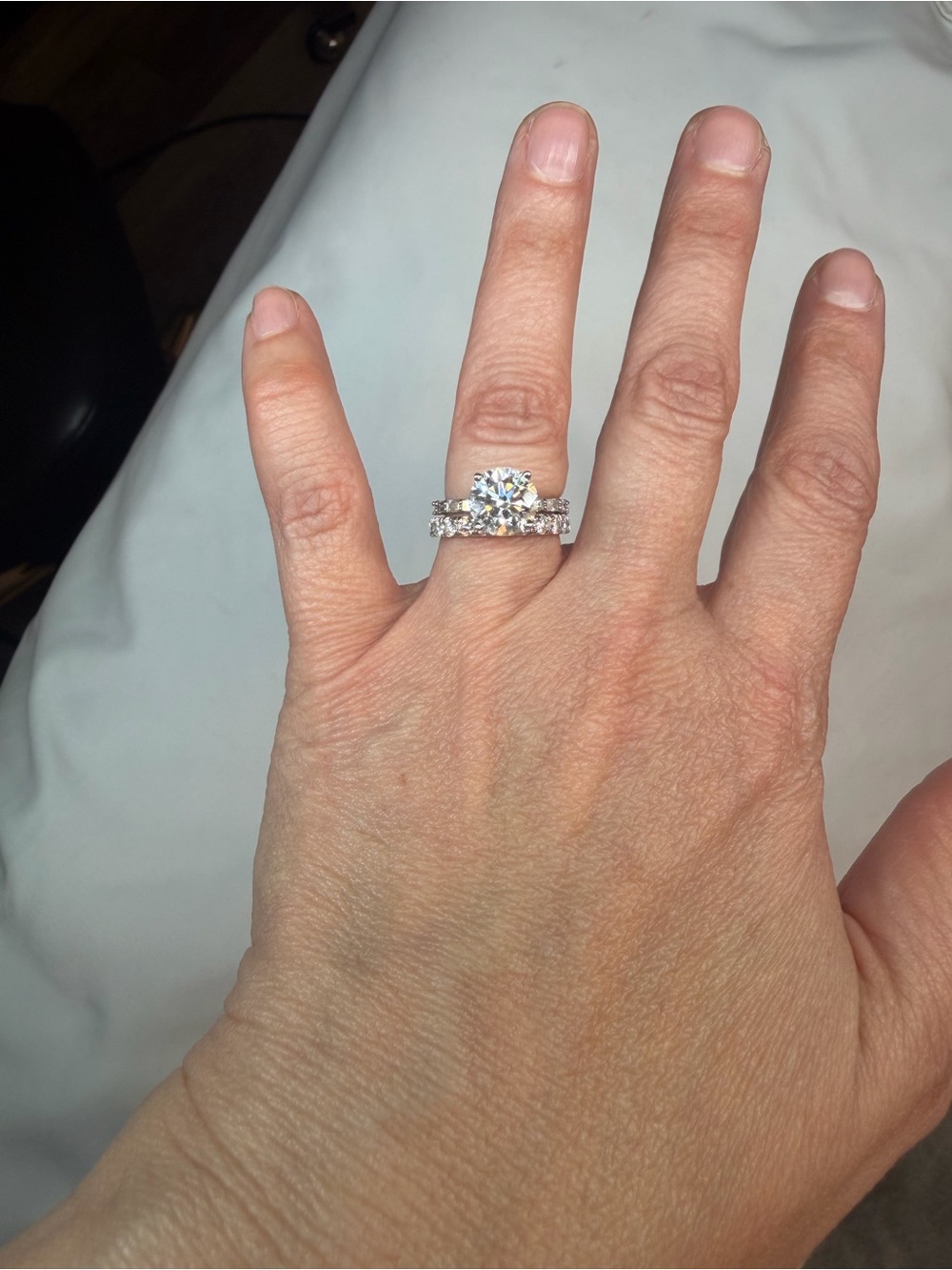 Lab grown engagement ring, set in platinum